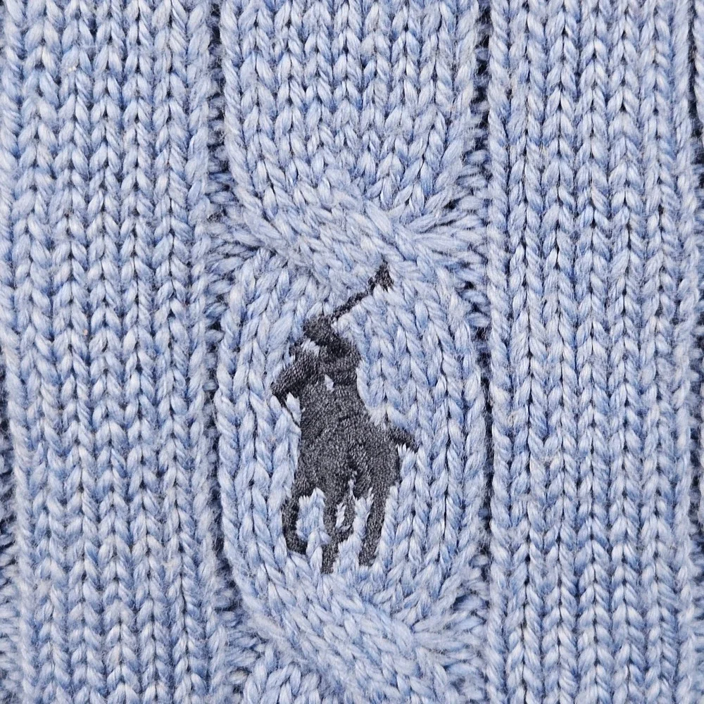 NEW Polo Ralph Lauren Sweater Mens XL Blue Cable Knit Cotton Crew Neck MSRP $110